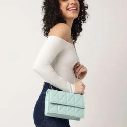Fastrack CL7 Mint Green Textured Small Sling Handbag-image-29