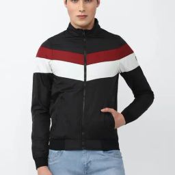 Academy By Van Heusen Black Regular Fit Colour Block Jacket-image-72