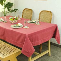 House This Herringbone Maroon Cotton Table Cover-42