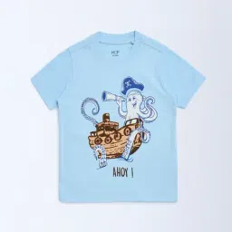 HOP Kids by Westside Light Blue Pirate-Themed Cotton T-Shirt-picture-43