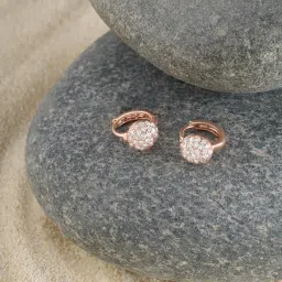 Zaveri Pearls Rose Gold Tone Dazzling Cubic Zirconia Minimal Hoop Earrings-ZPFK17161 image 1