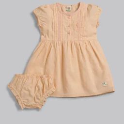 Ed-a-Mamma Infant Girls Peach Cotton Casual Dress-image-128