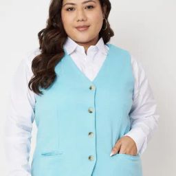 BRINNS Turquoise Blue Solid Waistcoat-picture-17
