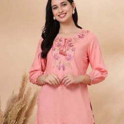 Nayam By Lakshita Peach A-Line Embroidered Kurtis-image-55