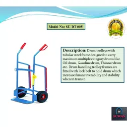 SUWAS TROLLEY STORE 400 kg Load Capacity Drum Handling Trolley SU-DT-005 image 2