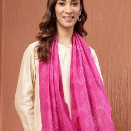 Fabindia PinkGeometricStole-picture-18