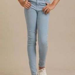 Under Fourteen Only Kids Light Blue Solid Jeans-image-99