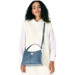 Accessorize London Rosie Blue Textured Medium Handbag-image-63