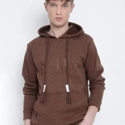 Showoff Brown Cotton Slim Fit Hooded Sweatshirt-picture-28