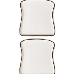 Nestasia Microwave Safe White Bread Shape Plate Set of 2 For Serving Breakfast and Snacks image 2