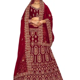 Maroosh Embroidered Thread Work Unstitched Lehenga & Blouse With Dupatta image 1