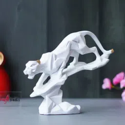 eCraftIndia White Polyresin  Panther Statue on Rock Decorative Showpiece-image-73