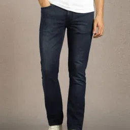 Louis Philippe Navy Cotton Slim Fit Jeans-picture-47