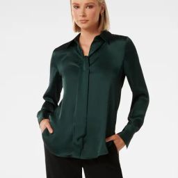 Forever New Teal Regular Fit Shirt-image-92