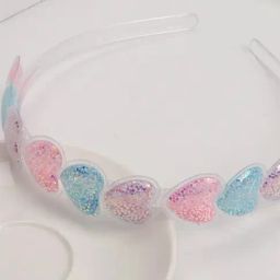 OOMPH Pink & Blue Shimmer 3D Heart Shape Hair Band-image-59