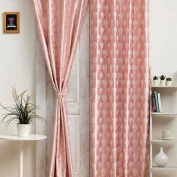 Ariana Baby Pink Polyester Window Curtains - Set of 2-image-43