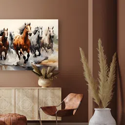 Tushaco Handicrafts White & Brown Canvas Birds and Animals Wall Photographs-20