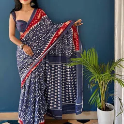 HERE&NOW Ethnic Motifs Printed Pure Cotton Bagru Saree-16
