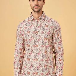 Peregrine By Pantaloons Clay Linen Slim Fit Printed Shirt-picture-17