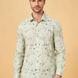 Peregrine By Pantaloons Beige Linen Slim Fit Printed Shirt-picture-16