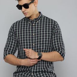 Flying Machine Men Slim Fit Grid Tattersall Checks Pure Cotton Casual Shirt-image-13