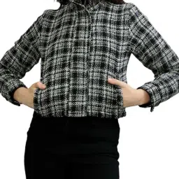 Elle Black & White Chequered Jacket-image-16