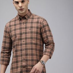 Arrow Manhattan Slim Fit Checked Button-Down Collar Pure Cotton Casual Shirt-image-7