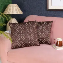 MFD HOME Furnishing Brown Satin Cushion Cover - Set of 2-picture-21