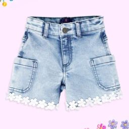Kiddopanti Girls Light Blue Shorts-image-97