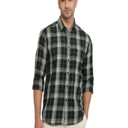 Parx Black Cotton Slim Fit Chequered Casual Shirt-picture-29