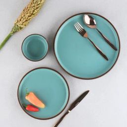 BlackCarrot Brown & Blue Stoneware Full Plate - Set of 6 image 2