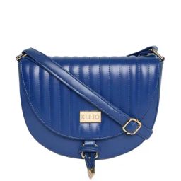 KLEIO Royal Blue Quilted Medium Sling Handbag-27