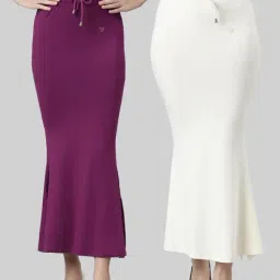TWIN BIRDS Purple & White Plain Saree Shapewear - Pack Of 2-image-45