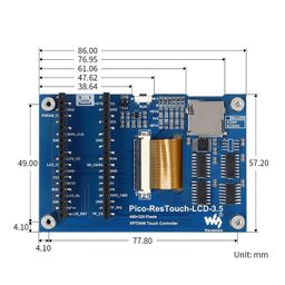 Waveshare 3.5inch Touch Display Module for Raspberry Pi Pico, 65K Colors, 480×320, SPI image 3