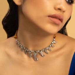 Shaya 925 Silver Oxidized Lukka Chuppi Necklace-image-1