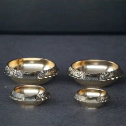 Indian Bartan Gold Brass Handcrafted Diya's - Set of 4-image-83