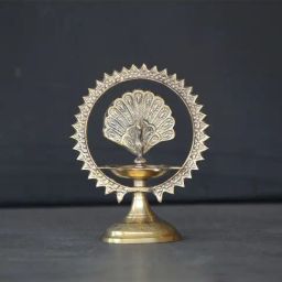 Indian Bartan Gold Brass Small Diya Stand-image-17