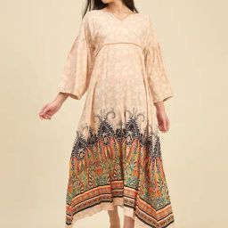 The Kaftan Company Beige Regular Fit Printed Night Dress-picture-16