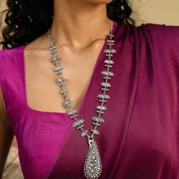 Shaya 925 Silver Oxidized Sajna Sawarna Necklace-picture-28