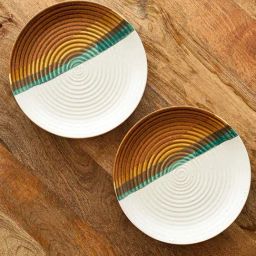 ExclusiveLane Zen Garden Brown & Green Ceramic Hand Glazed Dinner Plates - Set of 2-image-47