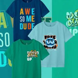 Codez Kids Blue & Green Printed T-Shirt (Pack Of 3)-image-15