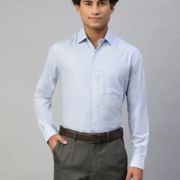 Don Vino Blue Regular Fit Textured Pure Cotton Shirt-image-69