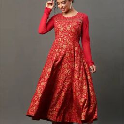 Aurelia Red Printed Straight Kurta-image-9