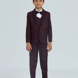 Kids Island Boys Maroon Regular Fit Suit Set-image-52