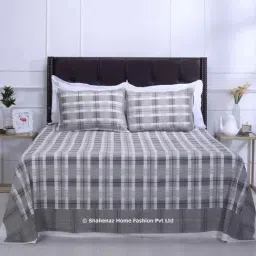 Shahenaz Black 120 TC Cotton Monica Double Bedsheet with 2 Pillow Covers-image-2