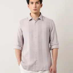 Arrow Beige Cotton Slim Fit Self Pattern Shirt-picture-22