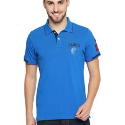 Basics Imperial Blue Cotton Muscle Fit Polo T-Shirt-image-25