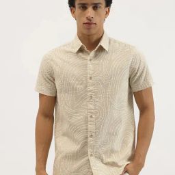 United Colors Of Benetton Beige Cotton Relaxed Fit Printed Shirt-image-34