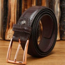 Louis Stitch Brown Textured Leather Casual Belt for Men-image-89
