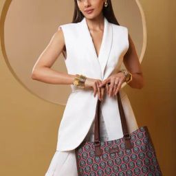 ZOUK Udaipur Meenakari Printed Tote Handbag-image-43